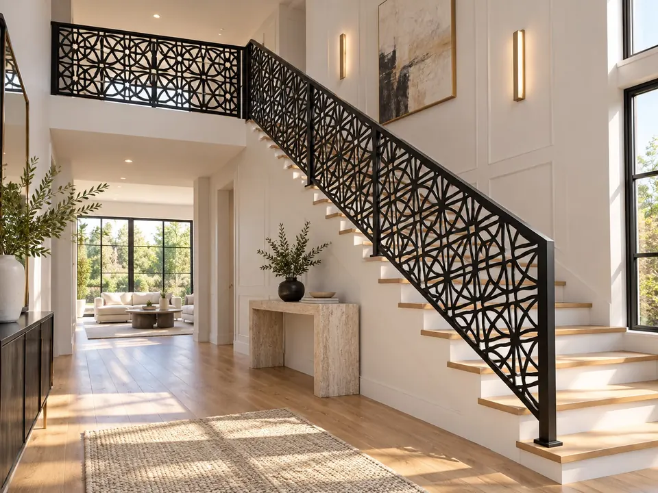 Balustradă cu panouri decorative decupate laser